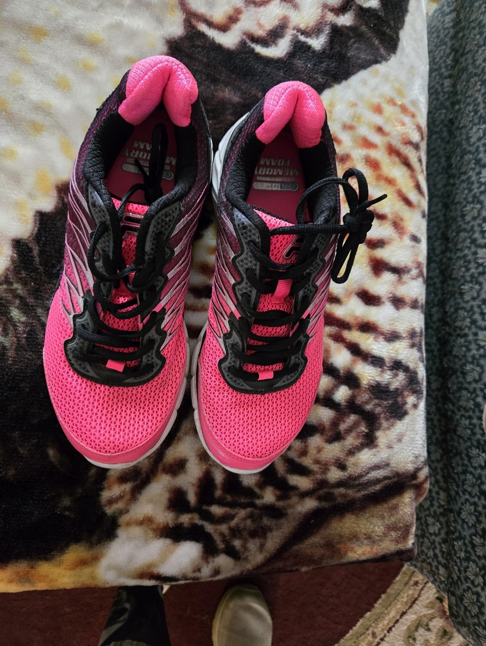 Fila Women's Hot Pink and Black Mesh Athletic Sneakers